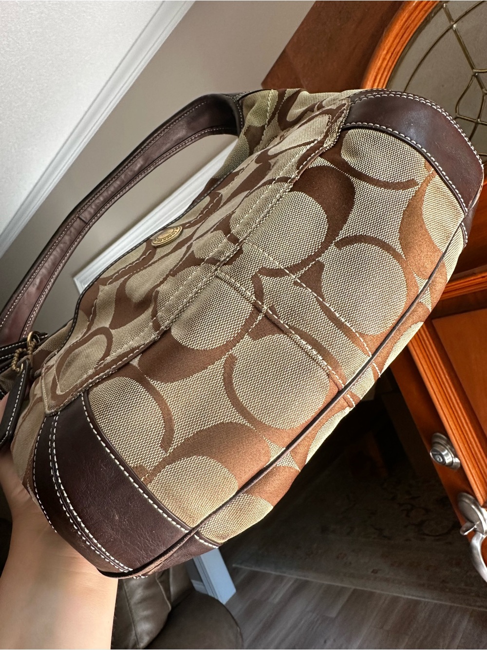 Coach Brown Signature Canvas Shoulder Bag Y2k - Gem
